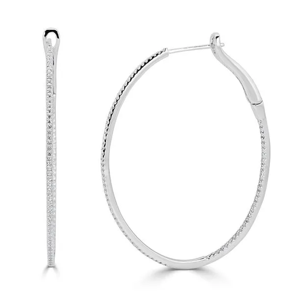 1/2CTW Diamond Inside/Outside Oval Hoop Earrings similar item image