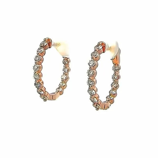 Rose Gold Inside/Outside Diamond Hoop Earrings Harris Jeweler Troy, OH