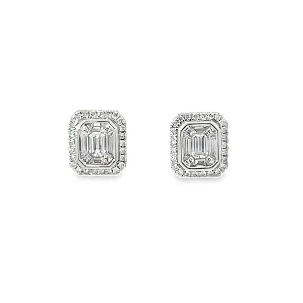 Emerald Shape Diamond Stud Earrings Harris Jeweler Troy, OH