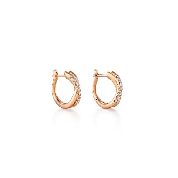 Rose Gold Twisted Diamond Hoop Earrings Harris Jeweler Troy, OH