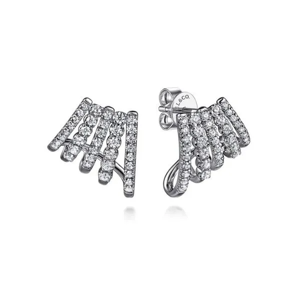 Gabriel & Co Diamond Lusso J-Hoop Style Earrings Harris Jeweler Troy, OH