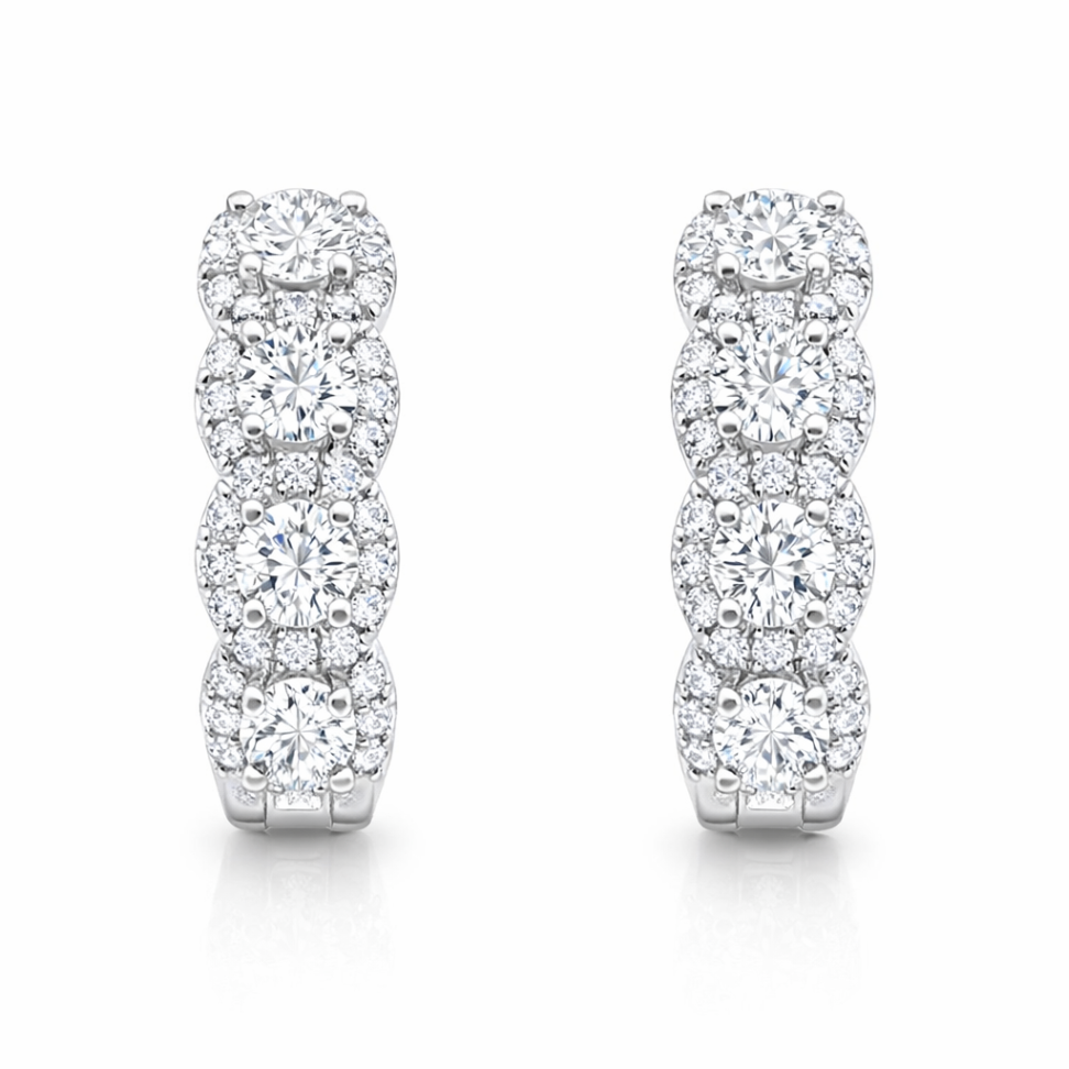 HJNAM 18K White Gold Diamond Earrings Harris Jeweler Troy, OH