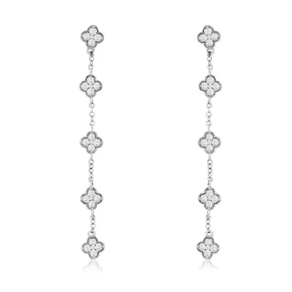 Clover-Style Diamond Dangle Earrings Harris Jeweler Troy, OH