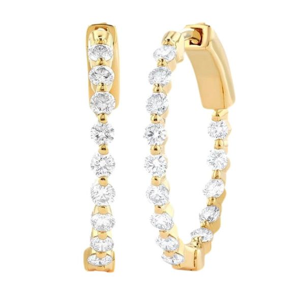 1CTW Inside/Outside Single Prong Dianond Hoop Earrings Harris Jeweler Troy, OH