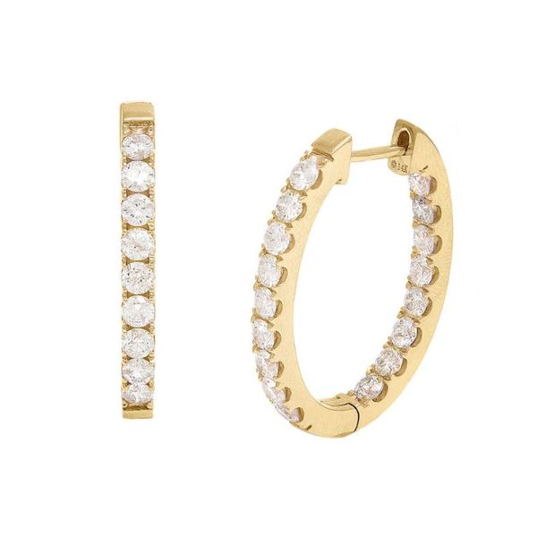 2CTW Inside/Outside Diamond Hoop Earrings Harris Jeweler Troy, OH