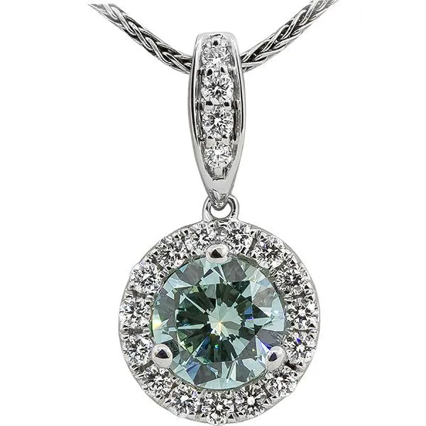 Blue Diamond Halo-Style Necklace Harris Jeweler Troy, OH