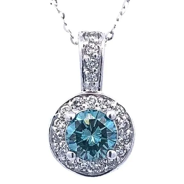 Blue Diamond Halo-Style Pendant Harris Jeweler Troy, OH