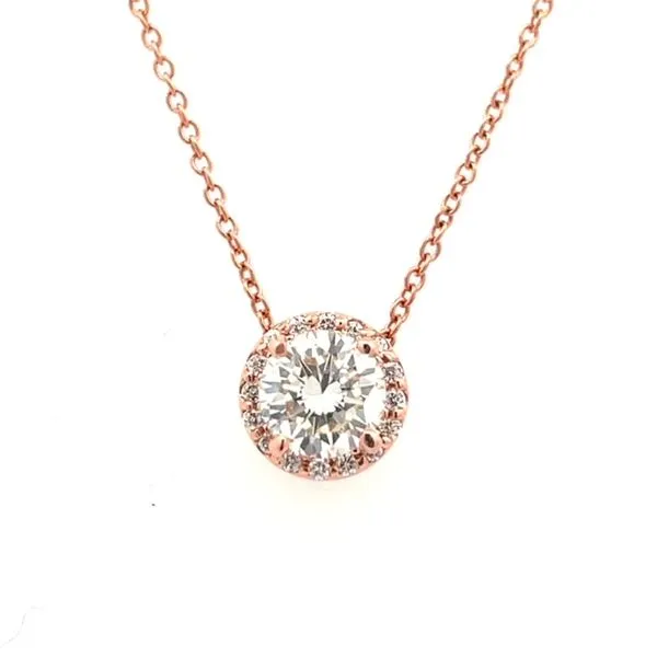 Rose Gold 2/3CTW Diamond Halo Pendant Harris Jeweler Troy, OH