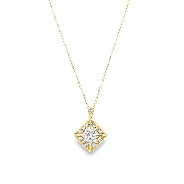 1 1/10 CTW Princess Cut Diamond Halo-Style Pendant Harris Jeweler Troy, OH