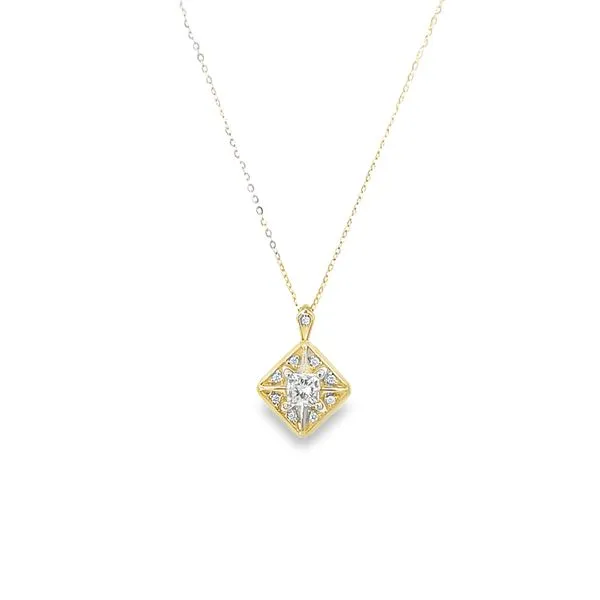 1/2CT Princess Cut Diamond Halo-Style Pendant Harris Jeweler Troy, OH