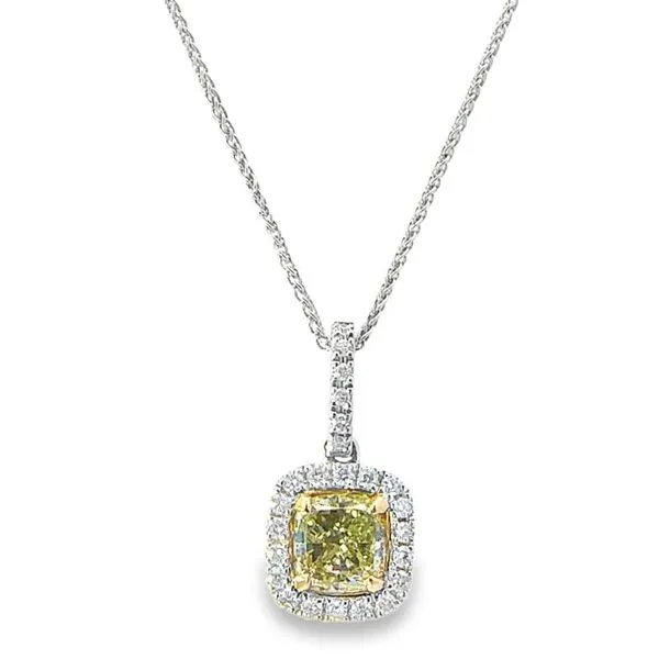 Yellow Diamond Halo-Style Necklace Harris Jeweler Troy, OH