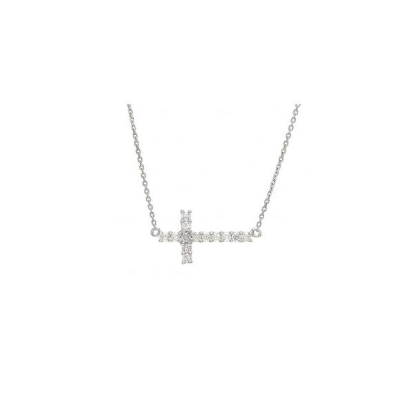 Diamond Sideways Cross Necklace Harris Jeweler Troy, OH