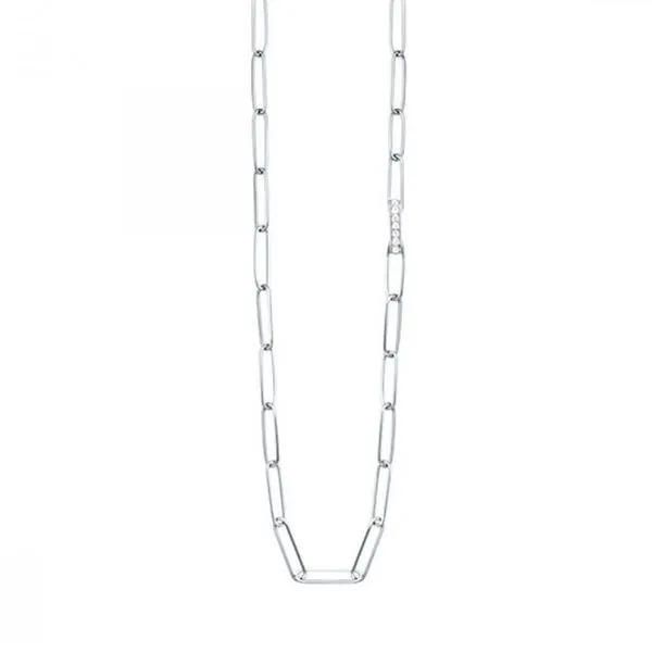 Silver and Diamond Paperclip Necklace Harris Jeweler Troy, OH