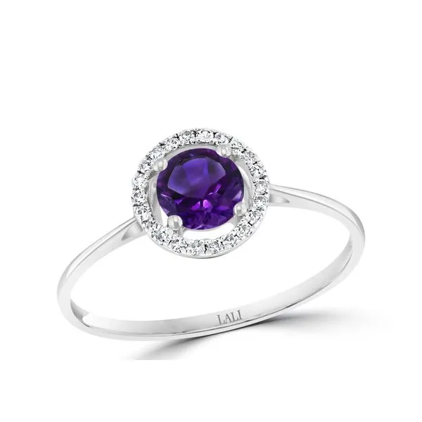 Amethyst and Diamond Halo-Style Ring Harris Jeweler Troy, OH