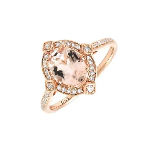 Morgantie and Diamond Halo-Style Ring Harris Jeweler Troy, OH