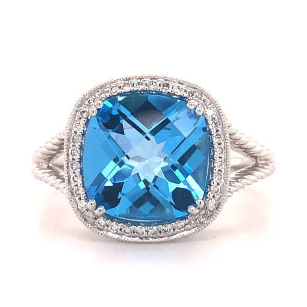 Blue Topaz and Diamond Ring Harris Jeweler Troy, OH