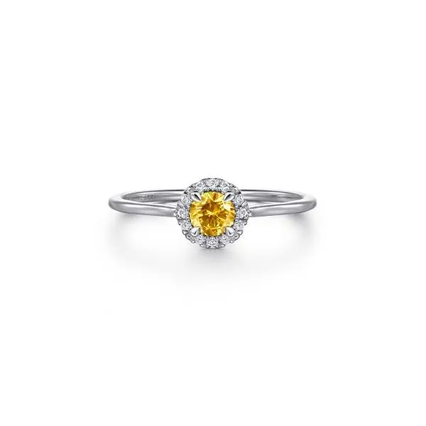Citrine and Diamond Halo-Style Ring Harris Jeweler Troy, OH