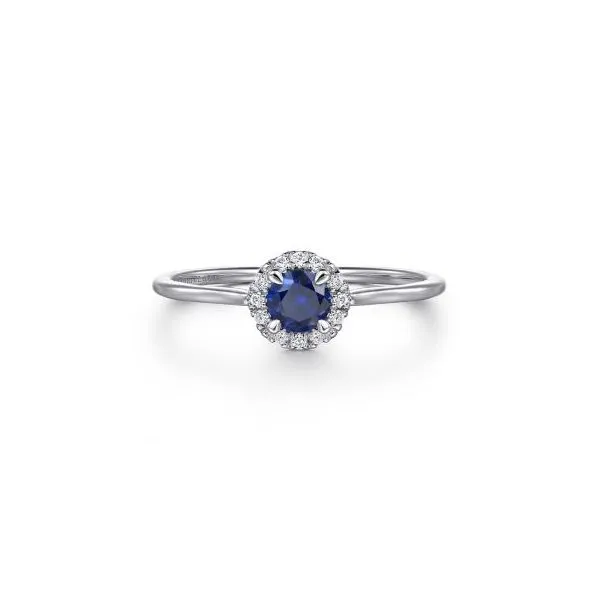 Sapphire and Diamond Halo-Style Ring Harris Jeweler Troy, OH