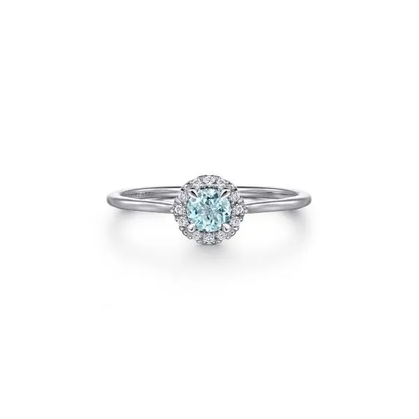 Aquamarine and Diamond Halo-Style Ring Harris Jeweler Troy, OH