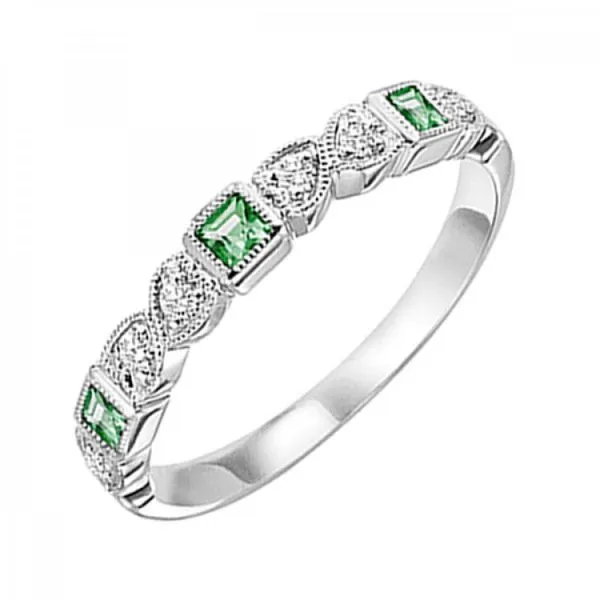 Emerald and Diamond Stackable Band Harris Jeweler Troy, OH