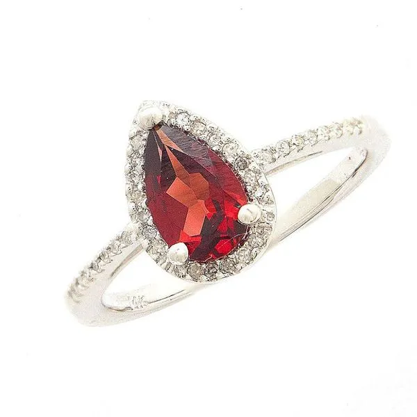 Garnet and Diamond Halo-Style Ring Harris Jeweler Troy, OH