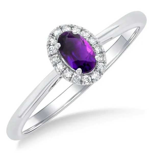 Amethyst and Diamond Halo-Style Ring - February Birthstone Harris Jeweler Troy, OH