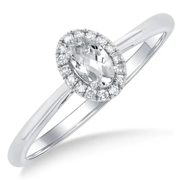 Topaz and Diamond Halo-Style Ring - April Birthstone Harris Jeweler Troy, OH
