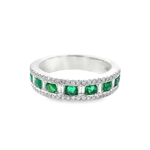 Emerald and Diamond Band-Style Ring Harris Jeweler Troy, OH