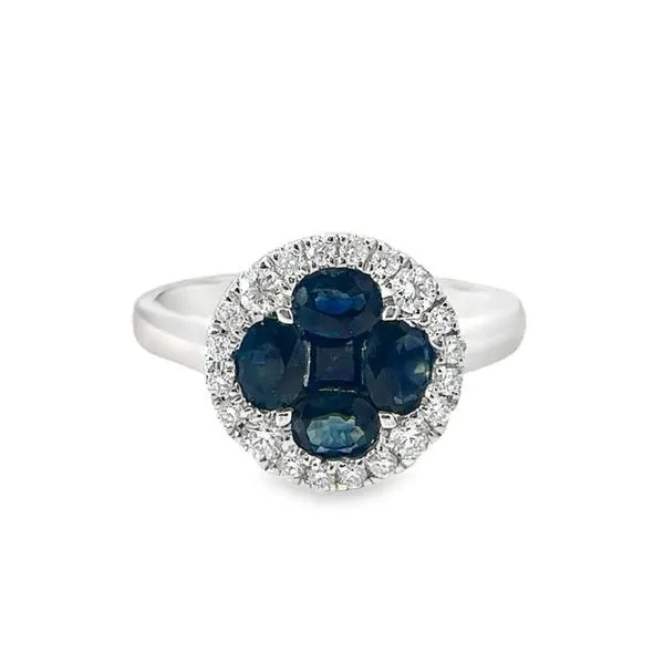 Sapphire and Diamond Clover-Style Ring Harris Jeweler Troy, OH