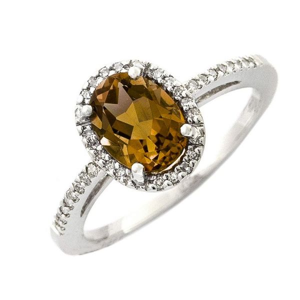 Citrine and Diamond Halo-Style Ring Harris Jeweler Troy, OH