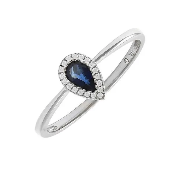 Sapphire and Diamond Halo-Style Ring Harris Jeweler Troy, OH