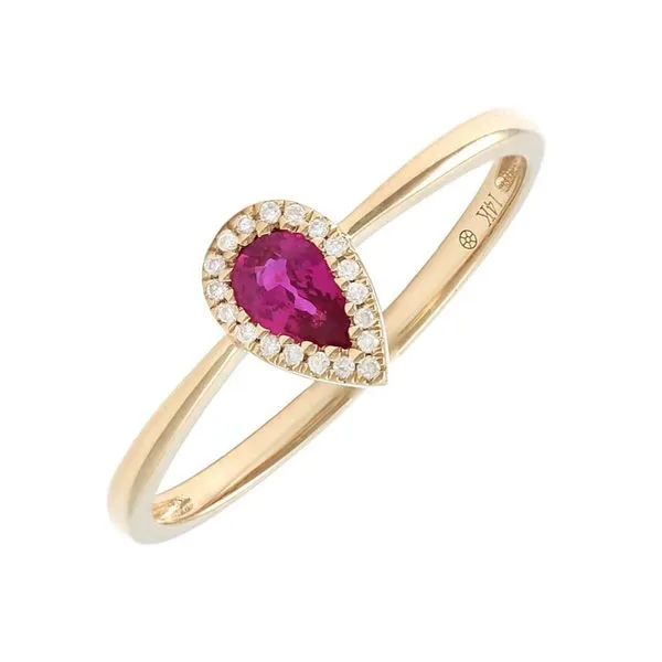 Ruby and Diamond Halo-Style Ring Harris Jeweler Troy, OH
