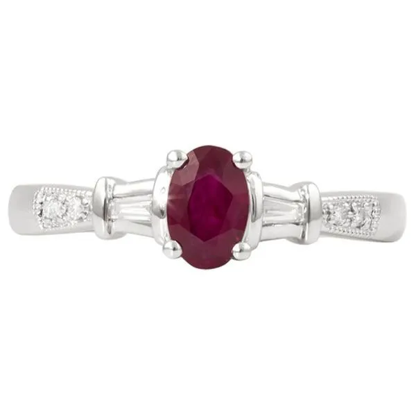 Oval Shape Ruby and Diamond Ring Harris Jeweler Troy, OH