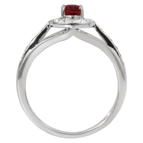 Ruby and Diamond Halo-Style Ring Image 3 Harris Jeweler Troy, OH