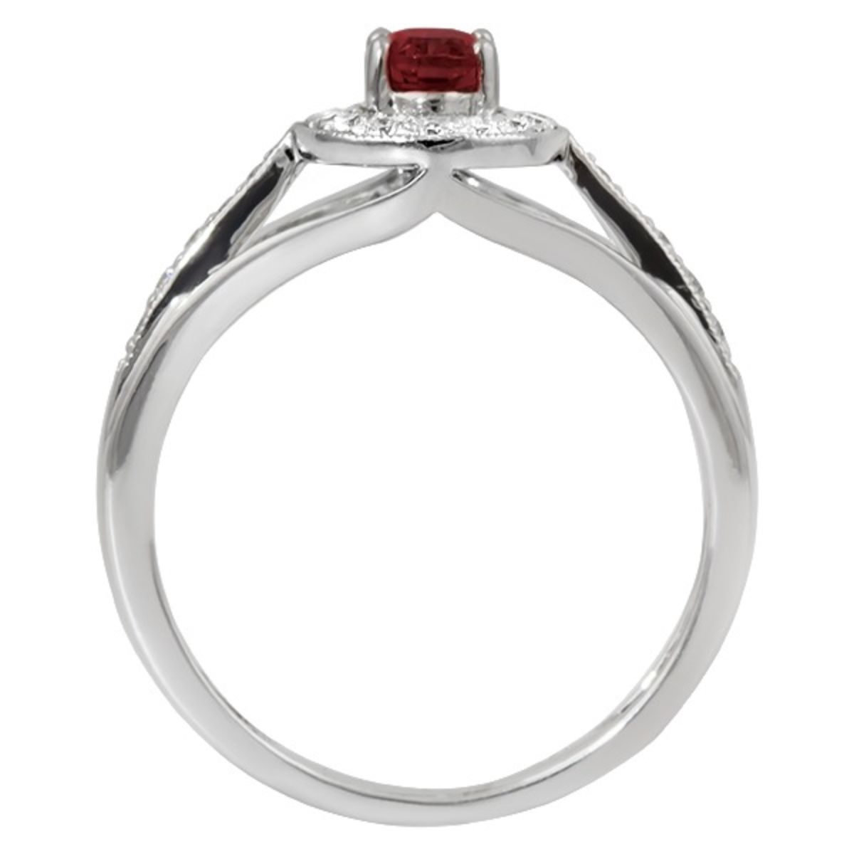 Ruby and Diamond Halo-Style Ring Image 2 Harris Jeweler Troy, OH