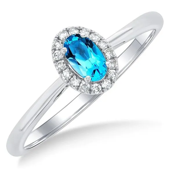 Blue Topaz and Diamond Halo-Style Ring - December Birthstone Harris Jeweler Troy, OH