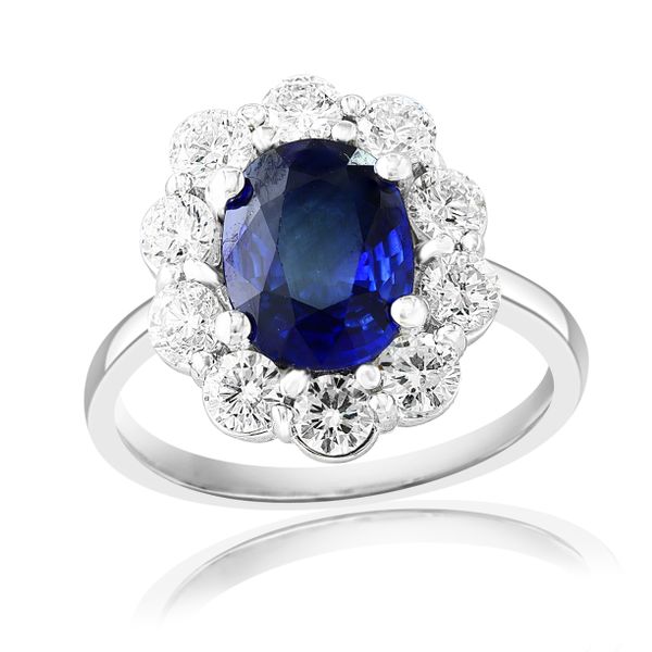 Sapphire and Diamond Halo-Style Ring Harris Jeweler Troy, OH
