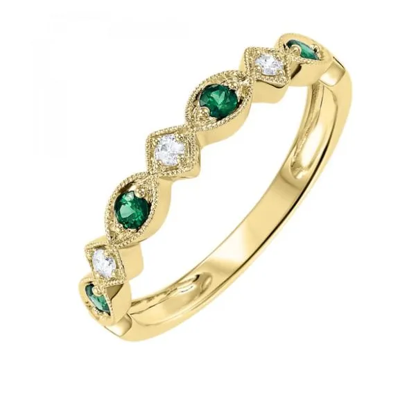 Emerald and Diamond Stackable Birthstone Ring - May Birthstone Harris Jeweler Troy, OH