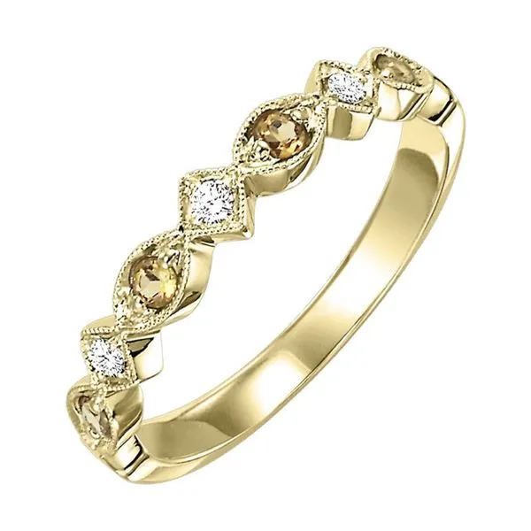 Citrine and Diamond Stackable Birthstone Ring - November Birthstone Harris Jeweler Troy, OH