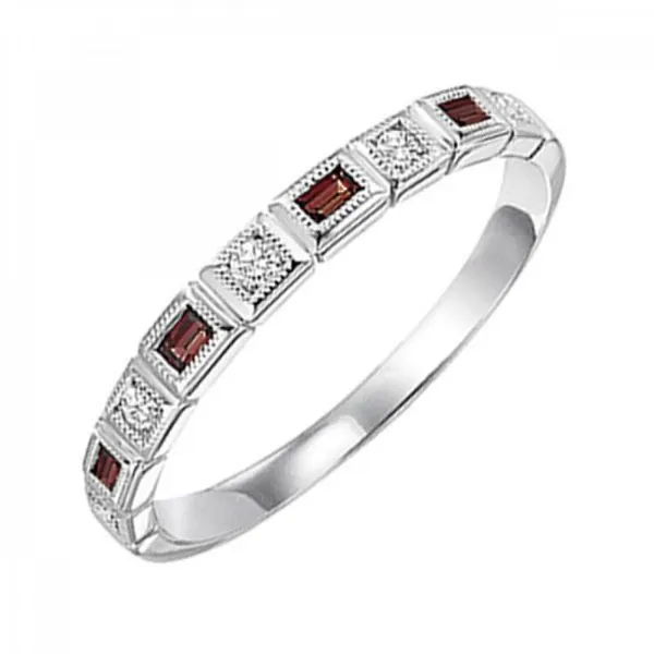 Garnet and Diamond Stackable Birthstone Ring - January Birthstone Harris Jeweler Troy, OH