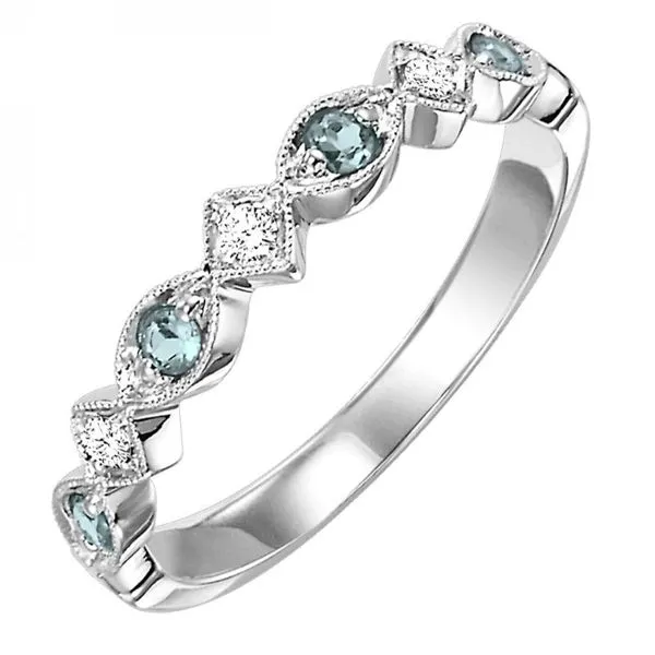 Blue Topaz and Diamond Stackable December Birthstone Ring Harris Jeweler Troy, OH