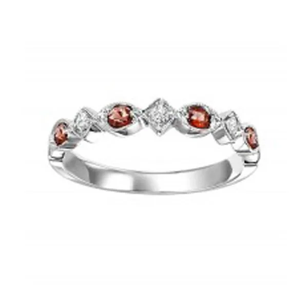 Garnet and Diamond Stackable Birthstone Ring - January Birthstone. Harris Jeweler Troy, OH