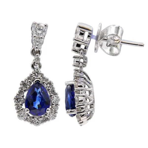 Sapphire and Diamond Drop Earrings Harris Jeweler Troy, OH