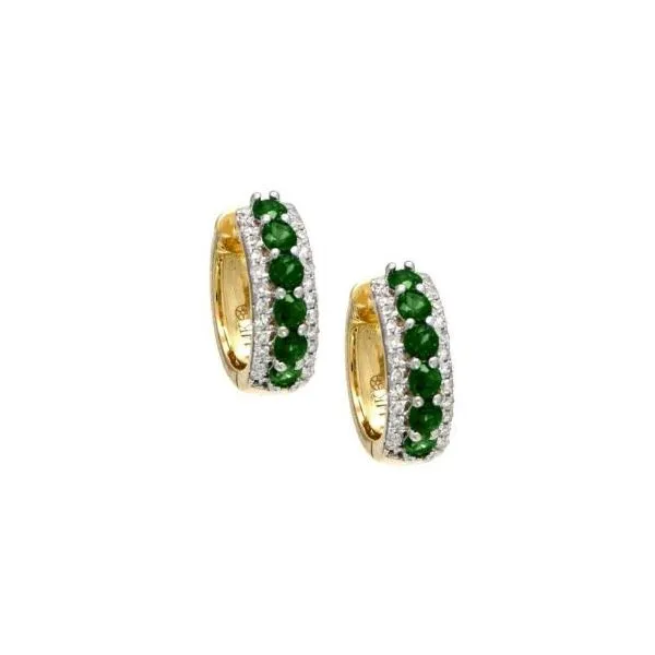 Emerald and Diamond Hoop Earrings Harris Jeweler Troy, OH