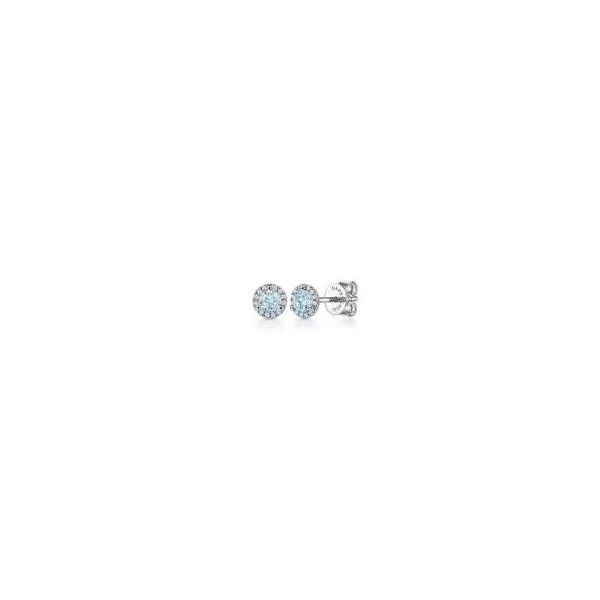 Aquamarine and Diamond Halo-Style Earrings Harris Jeweler Troy, OH