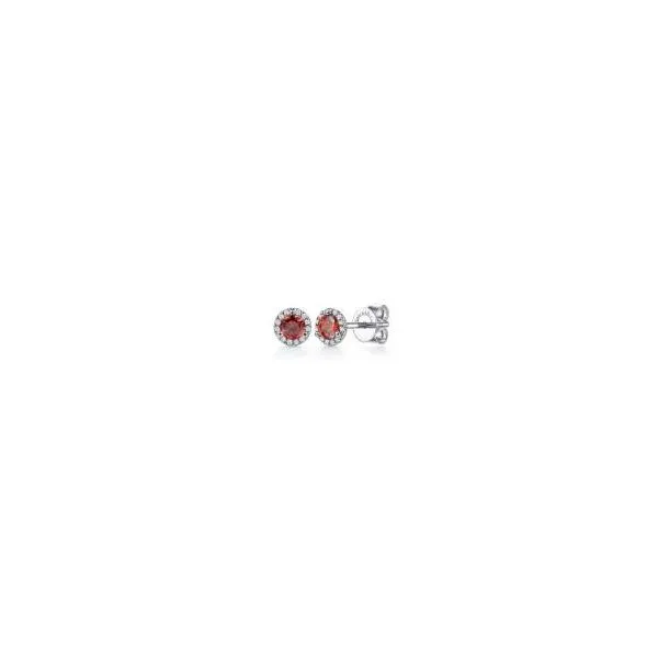 Garnet and Diamond Halo-Style Earrings Harris Jeweler Troy, OH