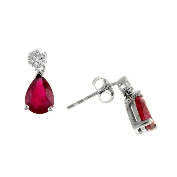 Ruby and Diamond Dangle Earrings Harris Jeweler Troy, OH