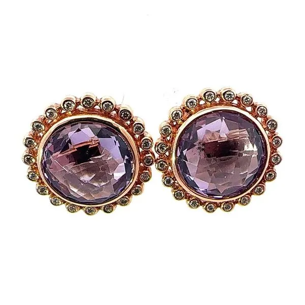 Amethyst and Diamond Halo Stud Earrings Harris Jeweler Troy, OH