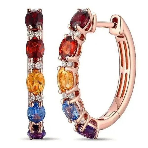 Le Vian Multi-Gemstone and Diamond Hoop Earrings Harris Jeweler Troy, OH