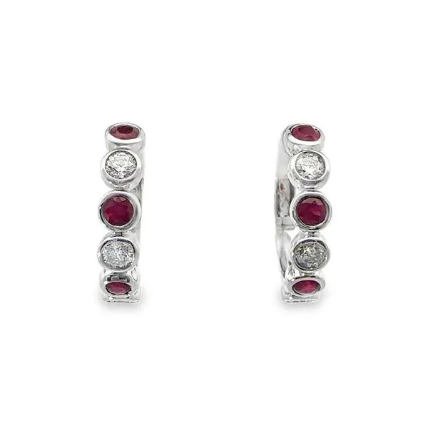 Ruby and Diamond Hoop Earrings Harris Jeweler Troy, OH